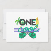 ブルーグリーンボーイズカッコいい写真1歳の誕生日 招待状 (裏面)