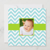 ブルーグリーンボーイハーフ誕生日フォト招待状 招待状 (裏面)