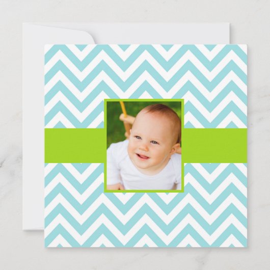 ブルーグリーンボーイハーフ誕生日フォト招待状 招待状 (裏面)