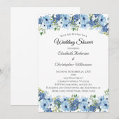 ブルーグリーンボーホウォーターカラーフローラ エレガント 招待状 (正面/裏面)