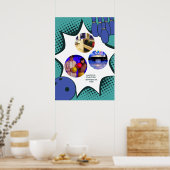 ブルーグリーンボーリング10誕生日フォトコラージュ ポスター (キッチン)