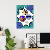 ブルーグリーンボーリング10誕生日フォトコラージュ ポスター (ホームオフィス)