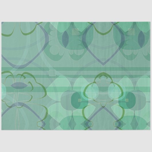 ブルーグリーンポップ・アートのアールヌーボー抽象芸術フローラコラージュ 薄葉紙 (正面)