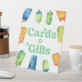 ブルーグリーンポプシクルパーティーカード&ギフトテーブルサイン 台座サイン (インサイチュ)