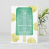 ブルーグリーンポプシクルボーイ1st誕生日 招待状 (スタンド正面)