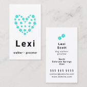 ブルーグリーンポープリントハートペットウォーカー 名刺 (正面/裏面)