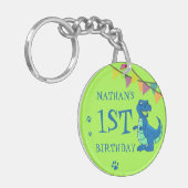 ブルーグリーンポー恐竜テーマ誕生日パーティーのお願い キーホルダー (正面左)