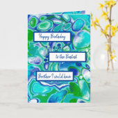 ブルーグリーンマーブルアートハッピーバースデーブラザー カード (黄色い花)