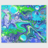 ブルーグリーンマーブルスワーズ誕生日 ラッピングペーパー (フラット)
