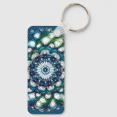 ブルーグリーンメダリオン – 抽象芸術 キーホルダー (裏面)