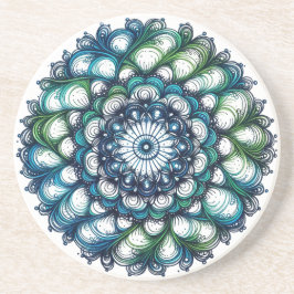 ブルーグリーンメダリオン – 抽象芸術 コースター