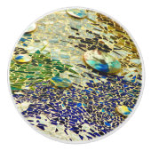 ブルーグリーンモザイク セラミックノブ (正面)