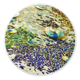 ブルーグリーンモザイク セラミックノブ