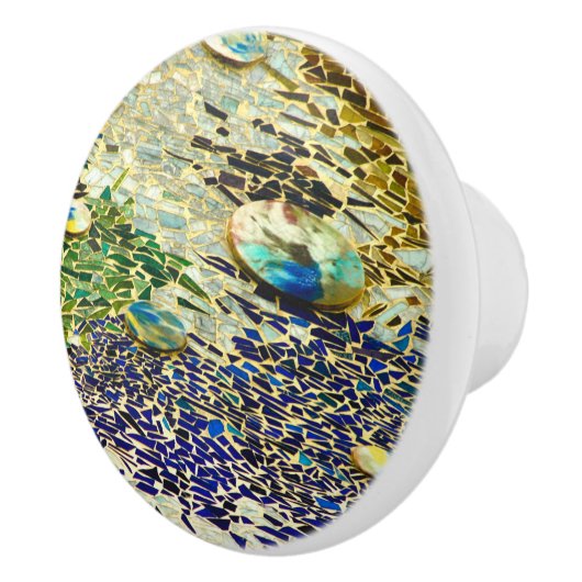 ブルーグリーンモザイク セラミックノブ (右)