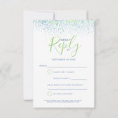 ブルーグリーンモダン抽象芸術ア結婚ートの返信RSVP 出欠カード (裏面)