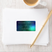 ブルーグリーンモダン抽象芸術結婚差出人住所 ラベル (インサイチュ)