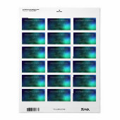 ブルーグリーンモダン抽象芸術結婚差出人住所 ラベル (フルシート)