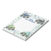 ブルーグリーンモンスタートラックパーソナライズされた(ユダヤ教の)バル・ミツバー ノートパッド (回転)