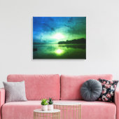 ブルーグリーンモーニングサンライズ抽象芸術at CT川 キャンバスプリント (インサイチュ (リビング))