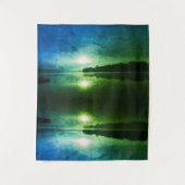 ブルーグリーンモーニングサンライズ抽象芸術at CT川 タペストリー (正面)