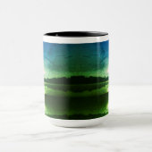 ブルーグリーンモーニングサンライズ抽象芸術at CT川 マグカップ (中央)