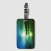 ブルーグリーンモーニングサンライズ抽象芸術at CT川 ラゲッジタグ (正面縦)