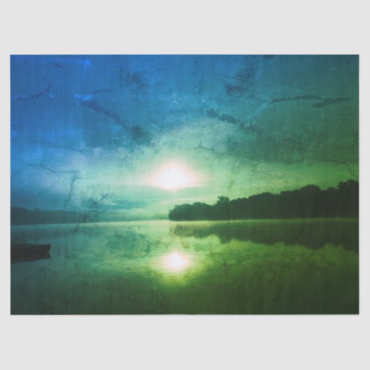 ブルーグリーンモーニングサンライズ抽象芸術at CT川 薄葉紙 (正面)