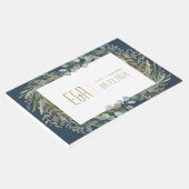 ブルーグリーンユーカリプトゥスフレーム金ゴールドオンホワイト ゲストブック (コーナー)