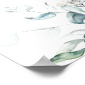 ブルーグリーンユーカリ結婚の歓迎サイン ポスター (角)