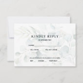 ブルーグリーンユーカリ結婚式RSVPレスポンスダークi 招待状 (正面)