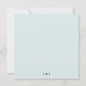 ブルーグリーンユーカリ葉ブーケ結婚の暗い 招待状 (裏面)