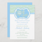 ブルーグリーンラトルレースSip N参照ベビーシャワー 招待状 (正面/裏面)