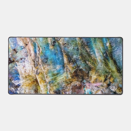 ブルーグリーンラブラドーライトジェムストーン デスクマット (正面)