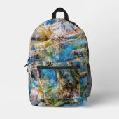 ブルーグリーンラブラドーライトジェムストーン プリントバックパック (正面)