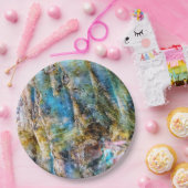 ブルーグリーンラブラドーライトジェムストーン ペーパープレート (パーティー)