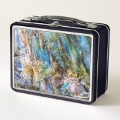 ブルーグリーンラブラドーライトジェムストーン メタルランチボックス (正面)