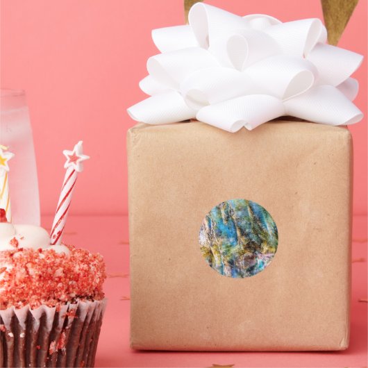 ブルーグリーンラブラドーライトジェムストーン ラウンドシール (パーティー)