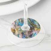 ブルーグリーンラブラドーライトジェムストーン ワイングラスタグ (クローズアップ)