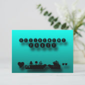 ブルーグリーンリタイアメントパーティーカスタム招待状 招待状 (スタンド正面)