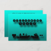 ブルーグリーンリタイアメントパーティーカスタム招待状 招待状 (正面/裏面)