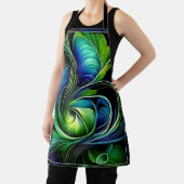 ブルーグリーンリーフィー抽象芸術 エプロン (インサイチュ)