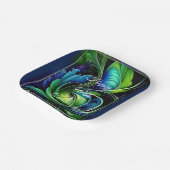 ブルーグリーンリーフ抽象芸術ハッピーアニバーサリー ペーパープレート (傾斜あり)