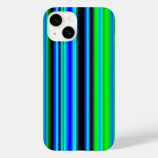 ブルーグリーンレインボーストライプズ Case-Mate iPhoneケース (裏面)