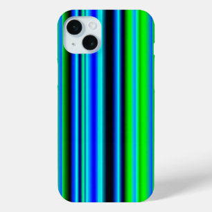 ブルーグリーンレインボーストライプズ iPhone 15 MINIケース