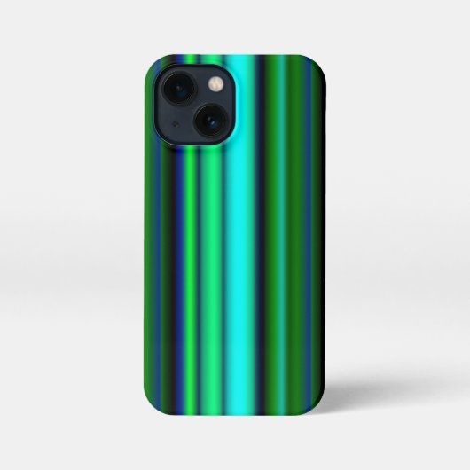 ブルーグリーンレインボーストライプズ iPhoneケース (裏面)