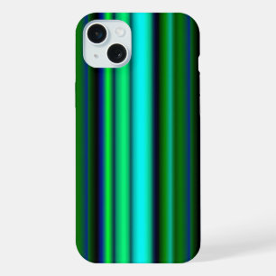 ブルーグリーンレインボーストライプズ iPhone 15 PLUSケース