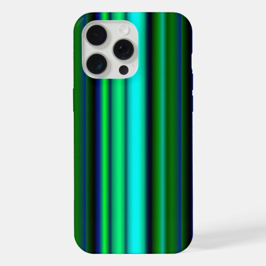 ブルーグリーンレインボーストライプズ iPhoneケース (裏面)