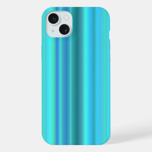ブルーグリーンレインボーストライプズ iPhone 15 PLUSケース
