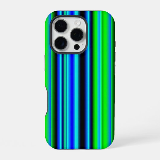 ブルーグリーンレインボーストライプズ iPhoneケース (裏面)