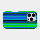 ブルーグリーンレインボーストライプズ iPhoneケース (裏面横)